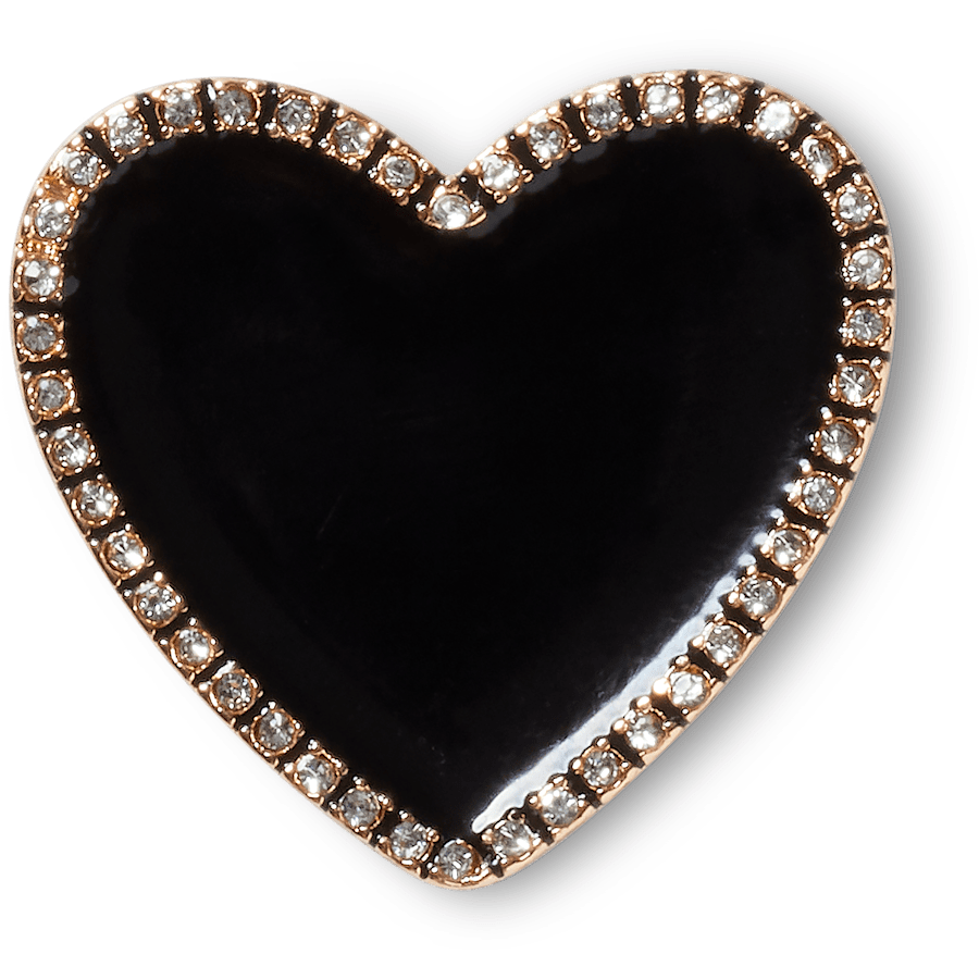 Crocs For Sale | Black Heart with Gold Outline Jibbitz™ charms