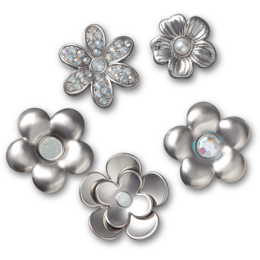 Crocs US | Monochrome Slvr Flwrs 5 Pack Jibbitz™ charms