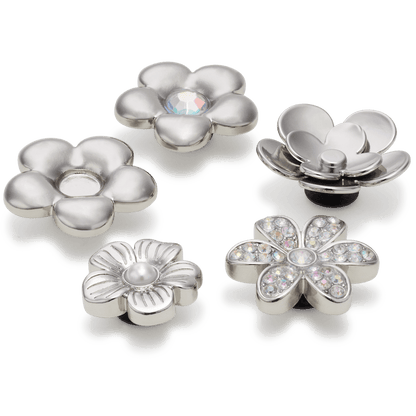 Crocs - Monochrome Slvr Flwrs 5 Pack Jibbitz™ charms Women|Men|Jibbitz™ Charms