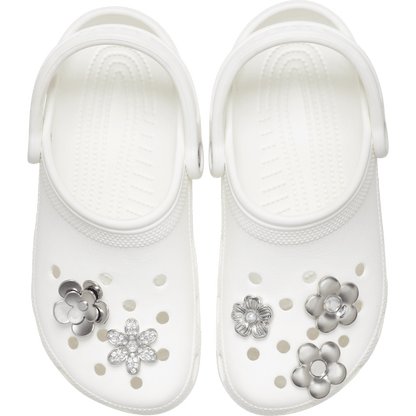 Crocs - Monochrome Slvr Flwrs 5 Pack Jibbitz™ charms Women|Men|Jibbitz™ Charms