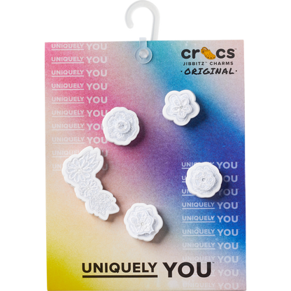 Crocs - White Elegant Floral 5 Pack Jibbitz™ charms Women|Men|Jibbitz™ Charms
