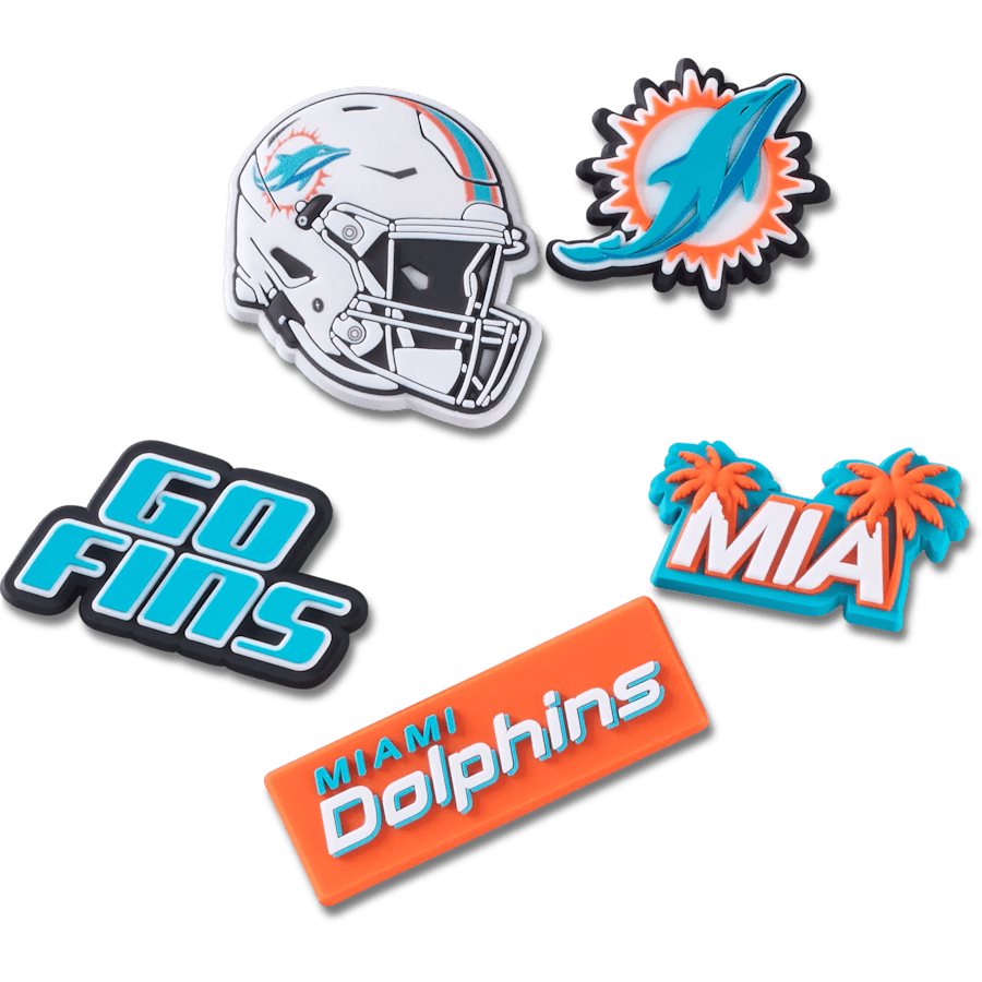 Crocs On sale | NFL Miami Dolphins 5 Pack Jibbitz Shoe Charm