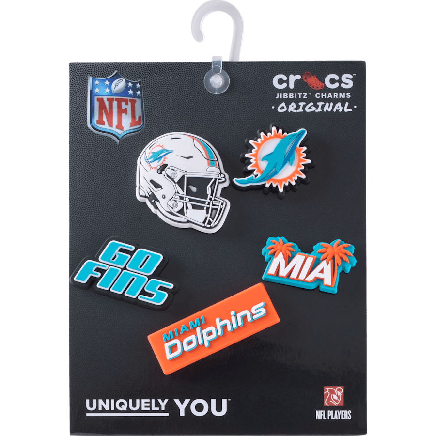 Crocs On sale | NFL Miami Dolphins 5 Pack Jibbitz Shoe Charm