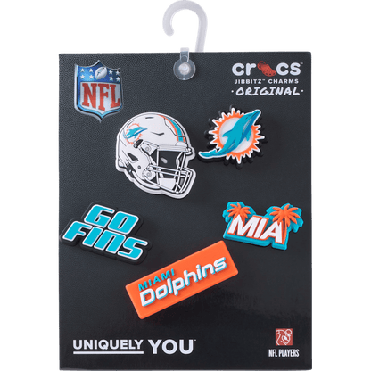 Crocs - NFL Miami Dolphins 5 Pack Jibbitz Shoe Charm Women|Men|Jibbitz™ Charms
