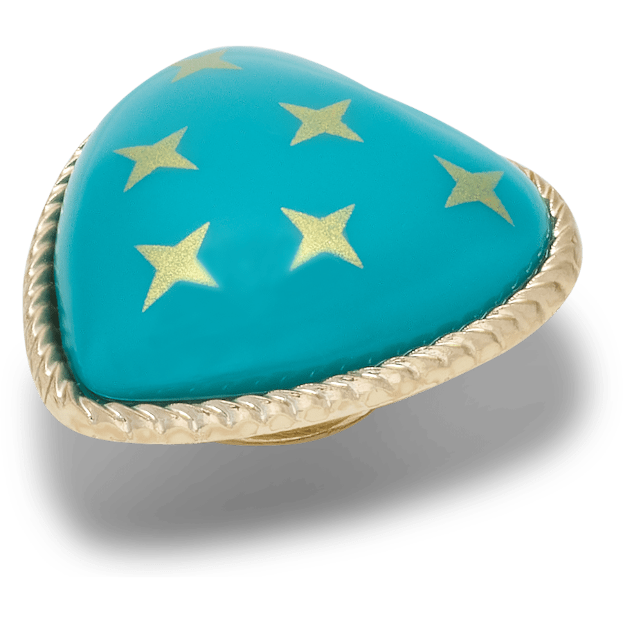 Crocs On sale | Turquoise and Gold Heart Jibbitz™ charms