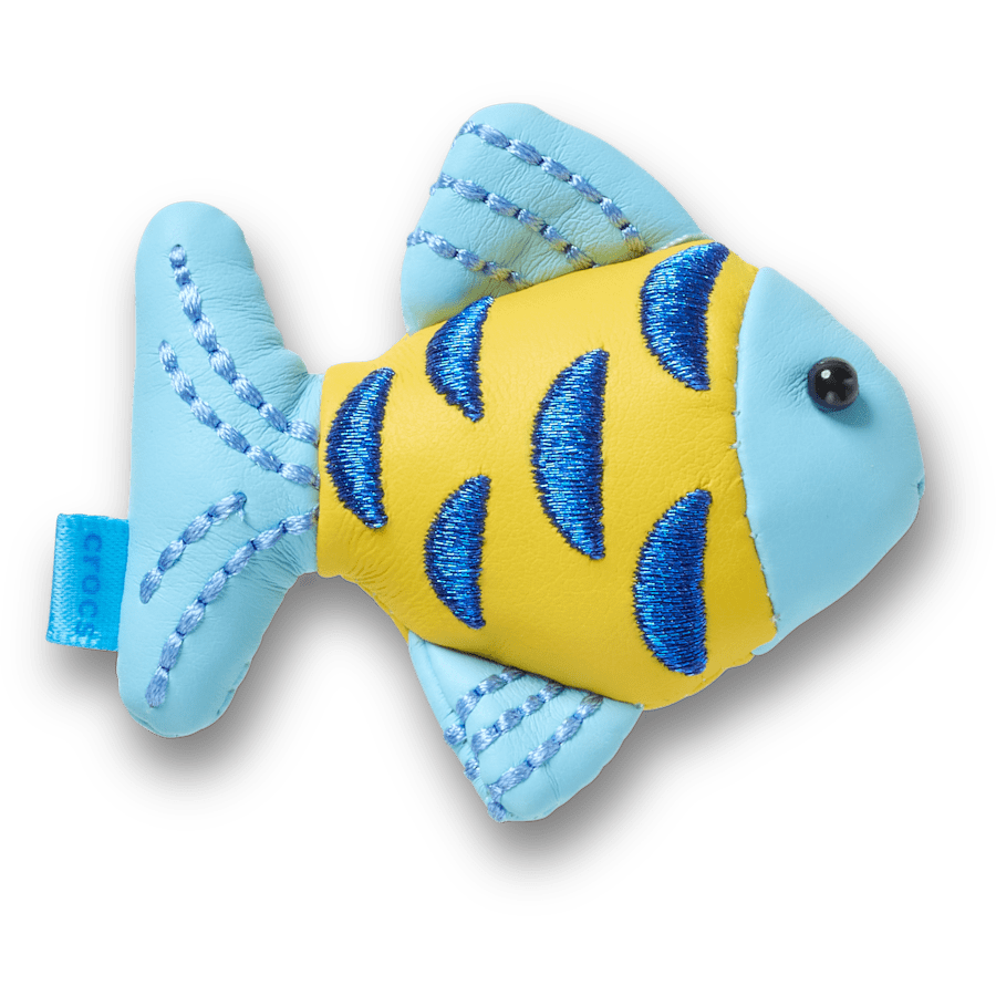 Crocs On sale | Blue and Gold Sparkle Fish Jibbitz™ charms