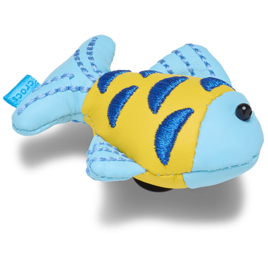 Crocs On sale | Blue and Gold Sparkle Fish Jibbitz™ charms