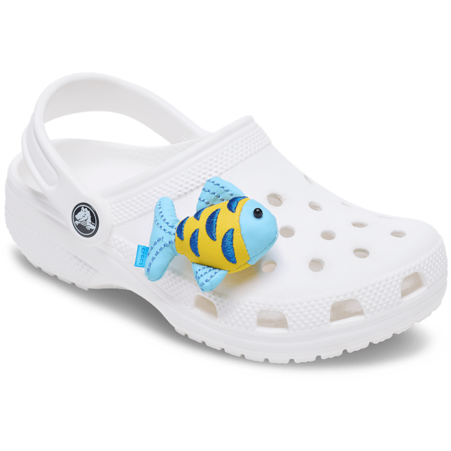 Crocs On sale | Blue and Gold Sparkle Fish Jibbitz™ charms
