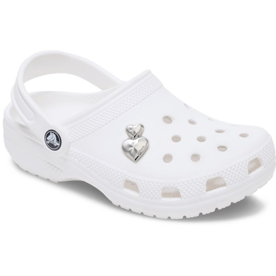 Crocs Sale | Silver Double Heart Jibbitz™ charms