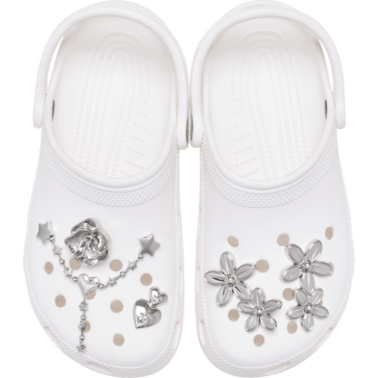 Crocs - Silver Meta Floral 5 Pack Jibbitz™ charms Women|Men|Jibbitz™ Charms