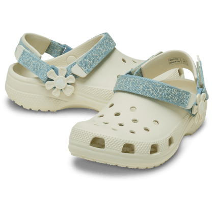 Crocs - Kids’ Classic Denim Flower Adjustable Backstrap Clog Kids