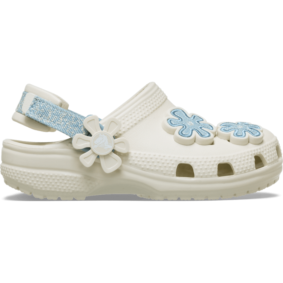 Crocs On sale | Toddler Classic Denim Flower Adjustable Backstrap Clog