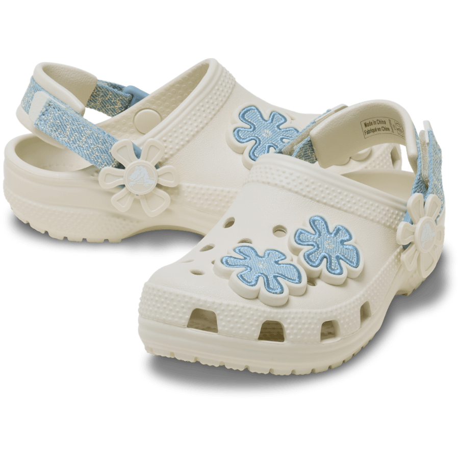 Crocs On sale | Toddler Classic Denim Flower Adjustable Backstrap Clog